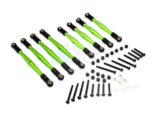 GPM Racing Gmade Komodo Aluminium 4MM Anti-Thread Upper+Lower Link Parts - 8Pcs Set Green