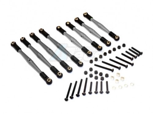 GPM Racing Gmade Komodo Aluminium 4MM Anti-Thread Upper+Lower Link Parts - 8Pcs Set Gun Metal