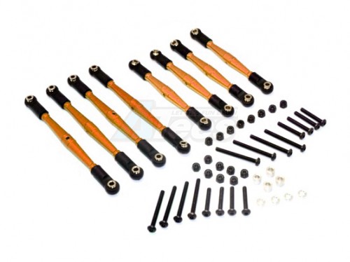GPM Racing Gmade Komodo Aluminium 4MM Anti-Thread Upper+Lower Link Parts - 8Pcs Set Orange