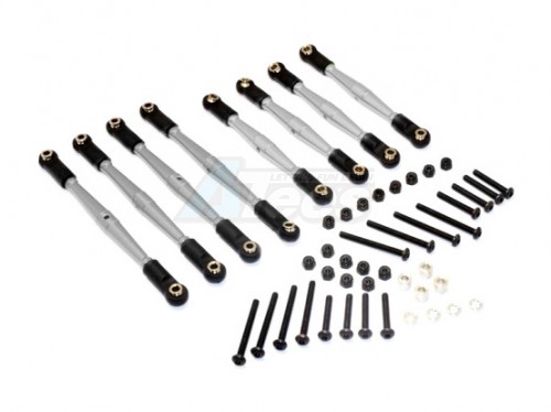 GPM Racing Gmade Komodo Aluminium 4MM Anti-Thread Upper+Lower Link Parts - 8Pcs Set Silver