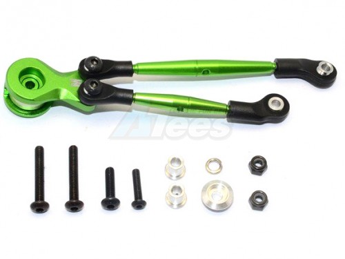 GPM Racing Tamiya Lunch Box Aluminium Hi-Torque Servo Saver 25T With Steel Tie Rod - 1Set Green