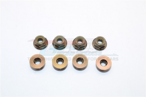 GPM Racing Miscellaneous All ALUMINIUM 3MM FLANGED LOCK NUTS-8PCS BR