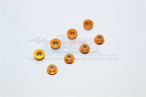 GPM Racing Miscellaneous All ALUMINIUM 3MM FLANGED LOCK NUTS-8PCS Gold