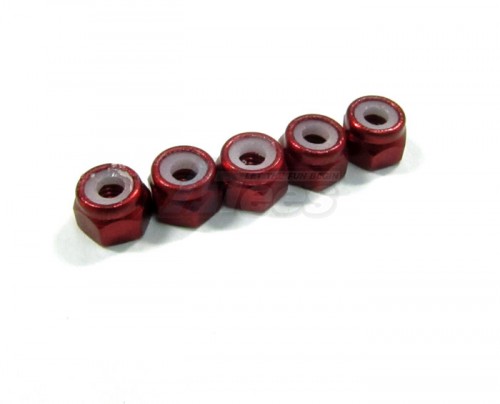 GPM Racing Miscellaneous All Aluminum Lock Nuts (3mm) - 5pcs Red