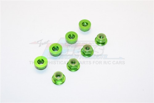 GPM Racing Miscellaneous All Aluminum 4mm Flanged Lock Nuts Green