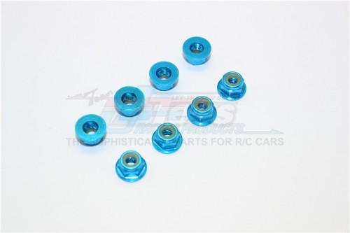 GPM Racing Miscellaneous All Aluminum 4mm Flanged Lock Nuts Light Blue