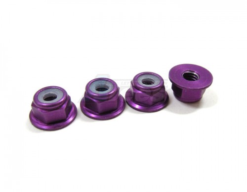 GPM Racing Miscellaneous All Aluminum 4mm Flanged Lock Nuts Purple