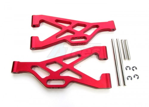 GPM Racing Team Losi LST Aluminum Front Or Rear Lower Arm With Pins & Delrin Collars & E-clips - 1 Pair Set Red