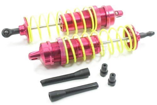 GPM Racing Team Losi LST Aluminum Front Or Rear Adjustable Dampers With Dust-proof Black Plastic Cover & Delrin Collars- 1 Pair Set Red