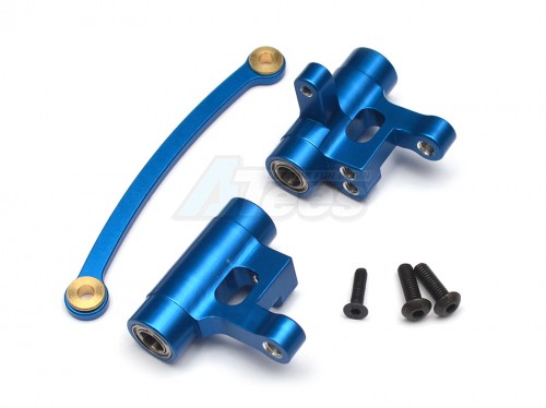 GPM Racing Team Losi Mini 8IGHT Aluminum Steering Assembly With Bearings - 3pcs Set Blue