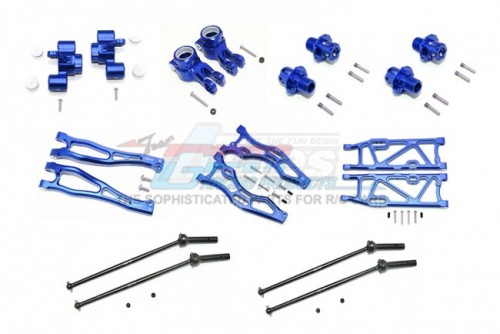 GPM Racing Arrma Kraton 6S BLX Aluminium F Upper+Lower Arms R Lower Arms F+R Knuckle Arms CVD 13MM Hex for 106005/106015/106018/106040T1- 56Pcs Set Blue