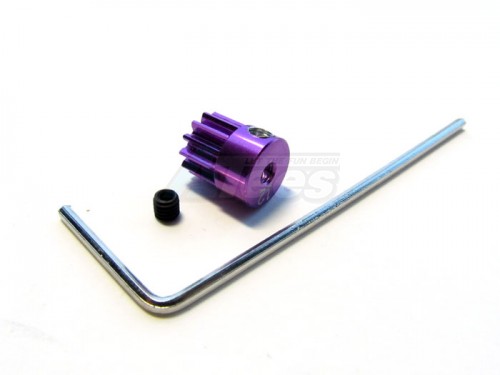 GPM Racing HPI Minizilla Aluminum Motor Gear With Aluminum Cap & Screw (12t) - 1 Piece Set Purple