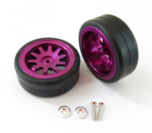 GPM Racing HPI Micro RS4 / Drift Aluminum Front Rim Option + Insert + S/tire 1 Pair Purple