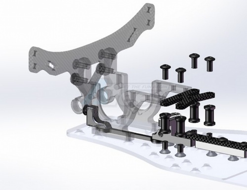 GPM Racing Kyosho Mini Inferno Aluminum Rear Arm Bulk (1 Deg) For Rear Gear Box With Screws - 1pc Set Gun Metal