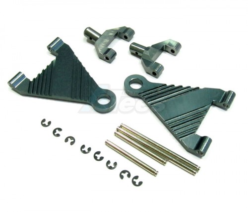 GPM Racing Kyosho Mini Inferno Aluminum Battery Holder With Pins & E - Clips & Aluminum Mounts 1 Pair Set Gun Metal