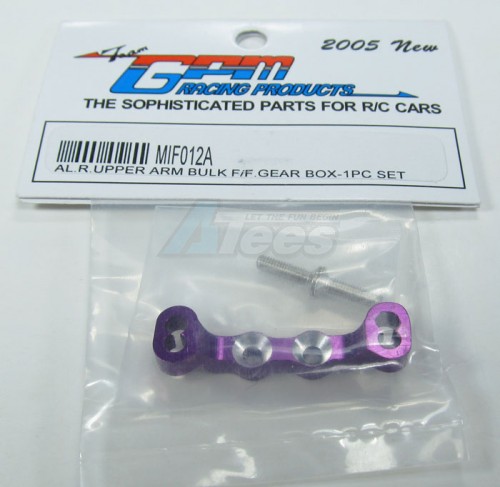 GPM Racing Kyosho Mini Inferno 09 Aluminum Rear Upper Arm Bulk For Front Gear Box With Screws - 1 Piece Set Purple
