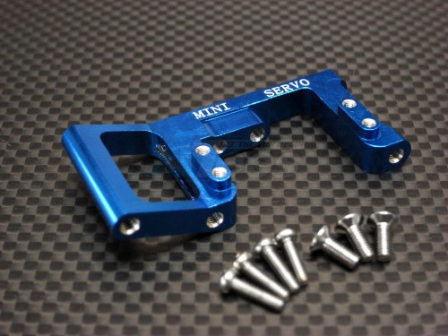 GPM Racing Kyosho Mini Inferno Aluminum Servo Mount With Screws (for Mini Servo) - 1 Piece Set Blue