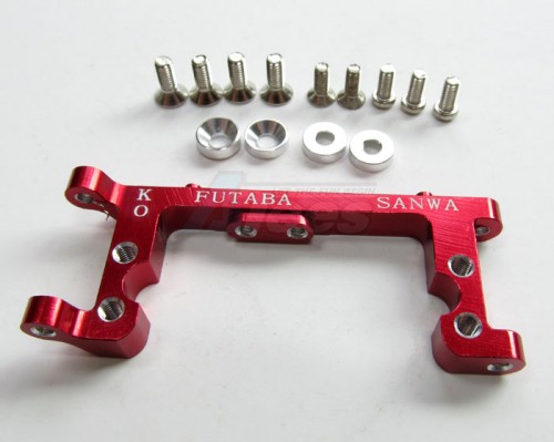 GPM Racing Kyosho Mini Inferno Aluminum Servo Mount With Screws & Shims (for Kopropo, Futaba, Sanwa) - 1pc Set Red