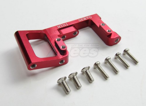 GPM Racing Kyosho Mini Inferno Aluminum Servo Mount With Screws (For Mini Servo) - 1Pc Set Red