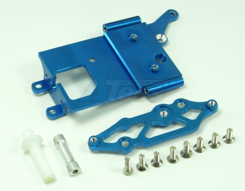 GPM Racing Kyosho Mini Inferno Aluminum Receiver Bottom Mount With Screws & Aluminum+delrin Posts - 2 Pieces Set Blue