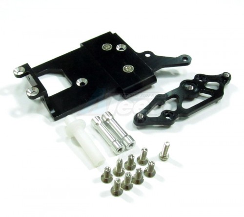 GPM Racing Kyosho Mini Inferno Aluminum Receiver Bottom Mount With Screws & Aluminum + Delrin Posts - 2Pcs Set Black