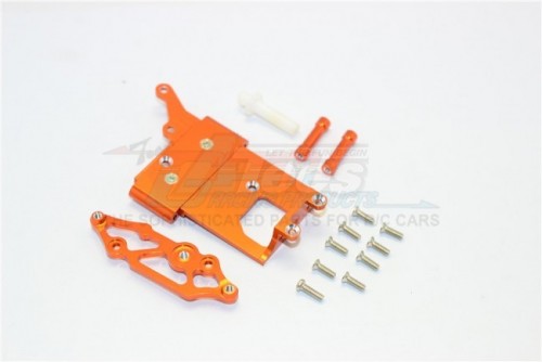 GPM Racing Kyosho Mini Inferno Aluminum Receiver Bottom Mount With Screws & Aluminum + Delrin Posts 2 Pieces Set Orange
