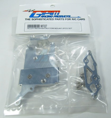 GPM Racing Kyosho Mini Inferno ST Aluminum Receiver Bottom Mount With Screws & Aluminum+Delrin Posts - 2Pcs Set Silver