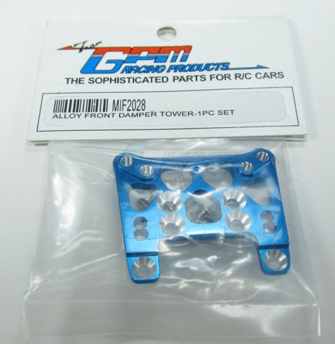 GPM Racing Kyosho Mini Inferno ST Aluminum Front Damper Tower With Screws - 1 Piece Set Blue