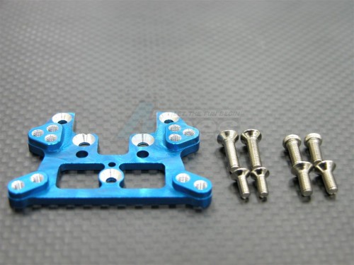 GPM Racing Kyosho Mini Inferno ST Aluminum Rear Damper Tower With Screws - 1 Piece Set Blue