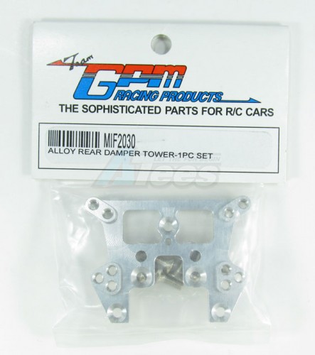 GPM Racing Kyosho Mini Inferno ST Aluminum Rear Damper Tower With Screws - 1 Piece Set Silver
