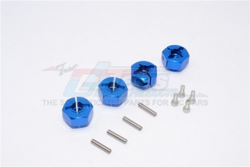 GPM Racing Axial SMT10™ Grave Digger Monster Jam Truck Aluminium Hex Adaptors (12MM) - 4Pcs Set (For Wraith Smt10 Monster Jam Ax90055) Blue