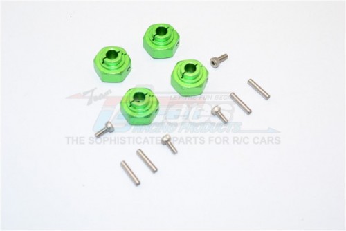 GPM Racing Axial SMT10™ Grave Digger Monster Jam Truck Aluminium Hex Adaptors (12MM) - 4Pcs Set (For Wraith Smt10 Monster Jam Ax90055) Green
