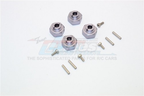 GPM Racing Axial SMT10™ Grave Digger Monster Jam Truck Aluminium Hex Adaptors (12MM) - 4Pcs Set (For Wraith Smt10 Monster Jam Ax90055) Gun Metal