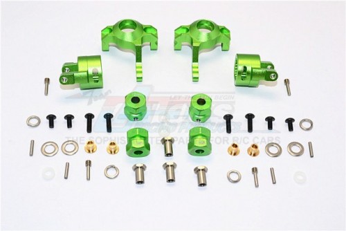 GPM Racing Axial SMT10™ Grave Digger Monster Jam Truck Aluminium Front C-Hub & Knuckle Arm (5 Degree Caster) - 4Pcs Set (For Rr10 Bomber Wraith Wraith Ax90045 Smt10 Monster Jam Ax90055) Green