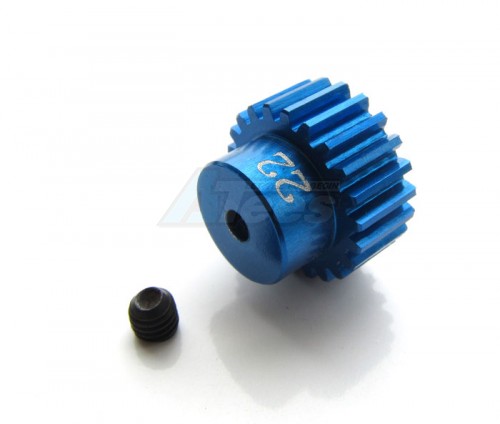 GPM Racing Team Losi Mini LST Aluminum Motor Gear (22t) With Screw - 1 Piece Set Blue