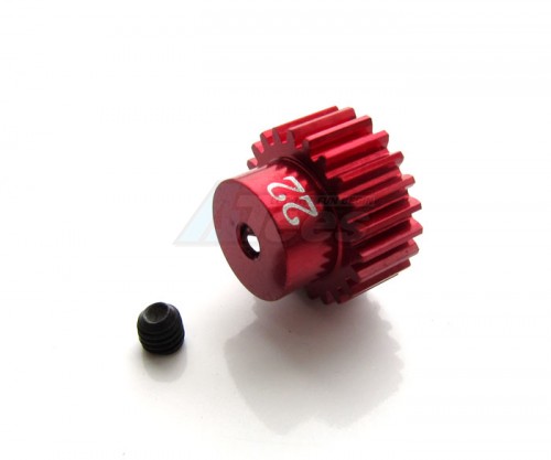 GPM Racing Team Losi Mini LST Aluminum Motor Gear (22t) With Screw - 1 Piece Set Red