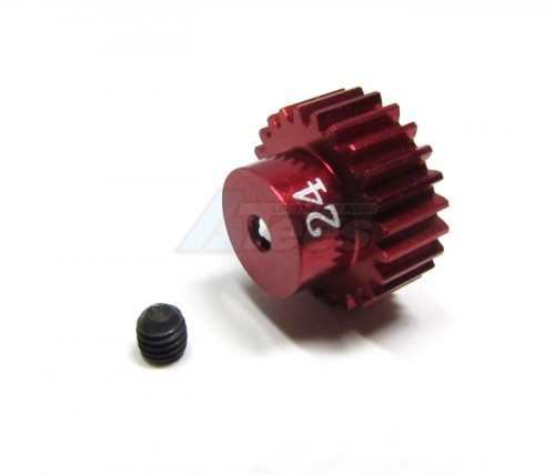 GPM Racing Team Losi Mini LST Aluminum Motor Gear (24t) With Screw - 1 Piece Set Red