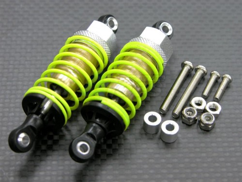 GPM Racing Team Losi Mini LST Aluminum Front Or Rear Adjustable Spring Damper With Plastic Ball Top (60mm) Including Screws & Aluminum Collars & Lock Nuts - 1 Pair Set Silver