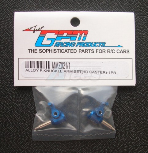 GPM Racing Kyosho Mini-Z Monster Aluminum Front Knuckle Arm Set (1 Degree Caster) 1 Pair Blue
