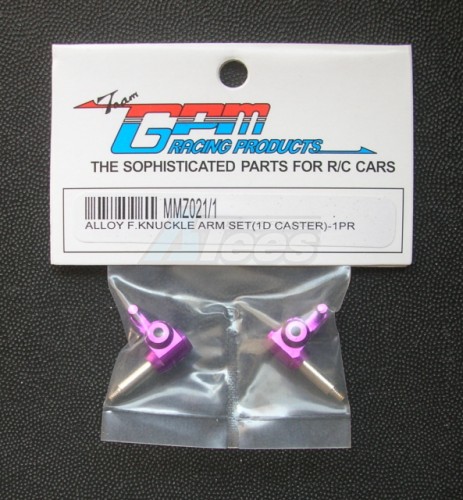 GPM Racing Kyosho Mini-Z Monster Aluminum Front Knuckle Arm Set (1 Degree Caster) 1 Pair Purple