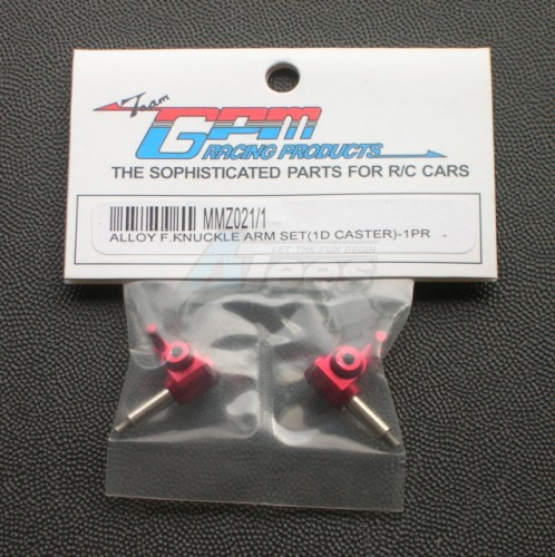 GPM Racing Kyosho Mini-Z Monster Aluminum Front Knuckle Arm Set (1 Degree Caster) 1 Pair Red
