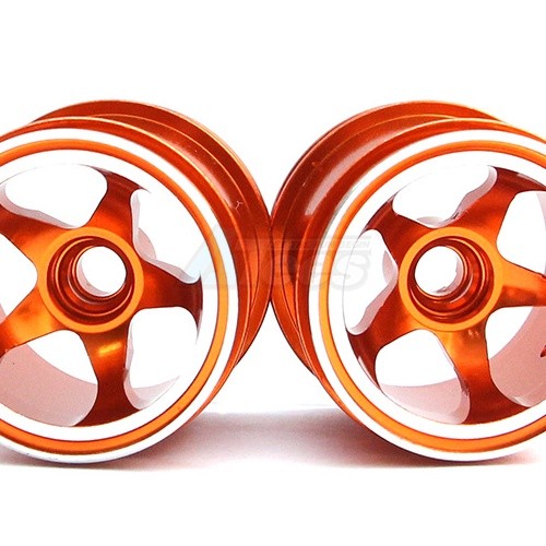 GPM Racing Kyosho Mini-Z Monster Aluminum Front/rear 3d Sinkage Rims(5 Poles) - 1pr Orange