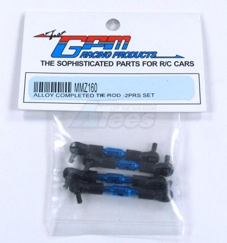GPM Racing Kyosho Mini-Z Monster Aluminum Completed Tie Rod Set - 2 Pairs Set Blue