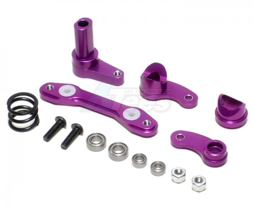 GPM Racing HPI Savage XS Flux Aluminum Steering Assembly With Bearing - 1 Set Purple
