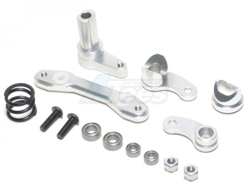 GPM Racing HPI Savage XS Flux Aluminum Steering Assembly With Bearing - 1 Set Silver