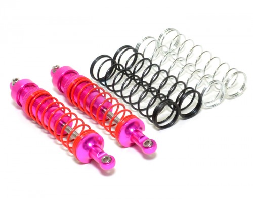 GPM Racing HPI Savage XS Flux Aluminum Front / Rear Shocks With Aluminum Ball Ends 100mm & 1.1mm 1.2mm 1.3mm Coil Spring 1 Pair Set Pink