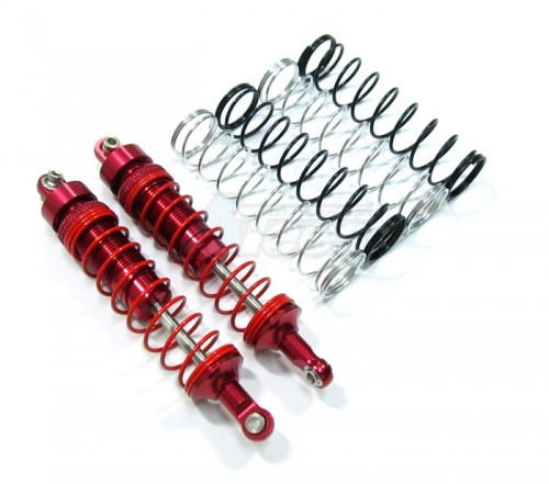 GPM Racing HPI Savage XS Flux Aluminum Front / Rear Shocks With Aluminum Ball Ends 100mm & 1.1mm 1.2mm 1.3mm Coil Spring 1 Pair Set Red