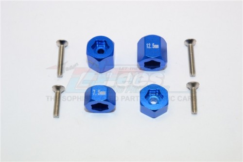 GPM Racing Axial Yeti Jr.™ Aluminum F&R Hex Adapters-8Pc Set Blue