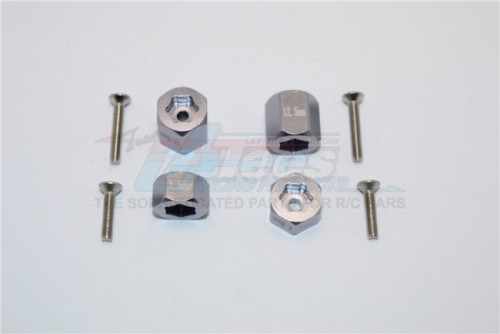 GPM Racing Axial Yeti Jr.™ Aluminum F&R Hex Adapters-8Pc Set Gun Metal