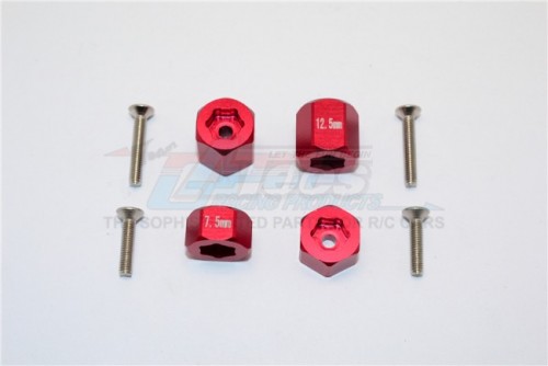 GPM Racing Axial Yeti Jr.™ Aluminum F&R Hex Adapters-8Pc Set Red